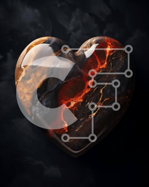 Σετ των 2 Intra Συλλεκτικό Ξύλινο Παζλ Plywood  4mm - Ηφαιστειακός βράχος σε σχήμα καρδιάς με φλογερό φόντο Σε Ξύλινο Κουτί - Διαστάσεις: 10x10 cm – 25 κομμάτια