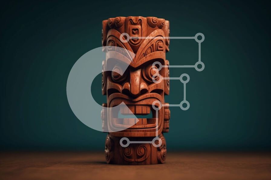 Intra Συλλεκτικό Ξύλινο Παζλ Plywood  4mm - Ξύλινο άγαλμα Tiki με σκαλίσματα Σε Ξύλινο Κουτί - Διαστάσεις Puzzle: 10x10 cm – 25 κομμάτια