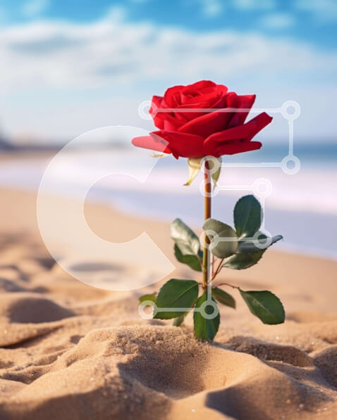 Intra Συλλεκτικό Ξύλινο Παζλ Plywood  4mm - Single Red Rose by the Beach Σε Ξύλινο Κουτί - Διαστάσεις: 10x10 cm – 25 κομμάτια