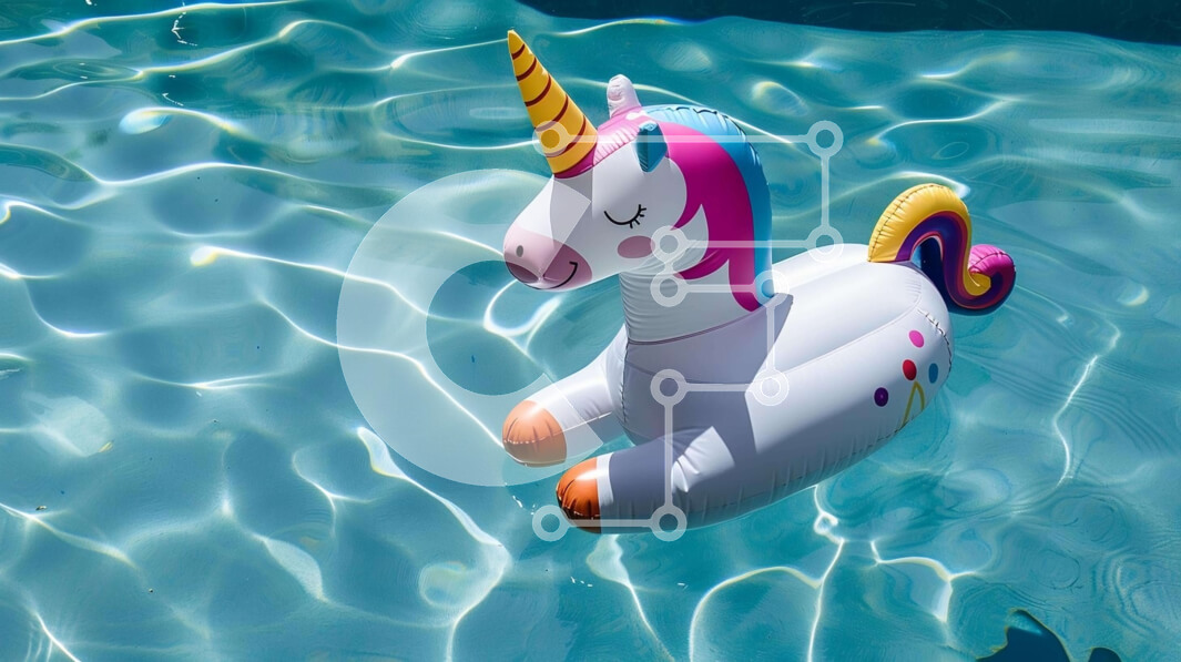 Intra Συλλεκτικό Ξύλινο Παζλ Plywood  4mm - Φουσκωτό σε σχήμα μονόκερου στην πισίνα Σε Ξύλινο Κουτί - Διαστάσεις Puzzle: 10x10 cm – 25 κομμάτια