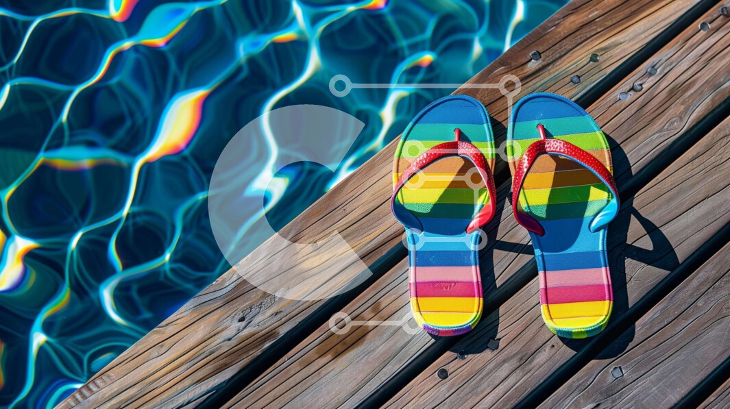 Intra Συλλεκτικό Ξύλινο Παζλ Plywood  4mm - Πολύχρωμες σαγιονάρες δίπλα στην πισίνα Σε Ξύλινο Κουτί - Διαστάσεις Puzzle: 10x10 cm – 25 κομμάτια