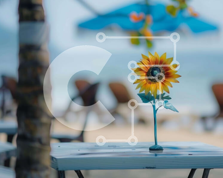 Intra Συλλεκτικό Ξύλινο Παζλ Plywood  4mm - Ηλίανθος στο παραθαλάσσιο τραπέζι Σε Ξύλινο Κουτί - Διαστάσεις: 10x10 cm – 25 κομμάτια