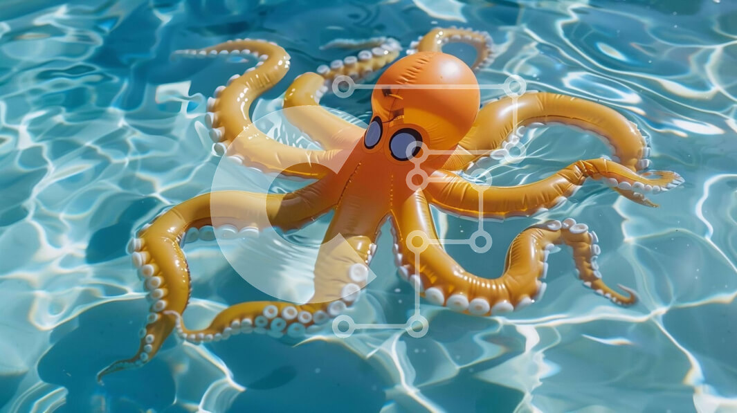 Intra Συλλεκτικό Ξύλινο Παζλ Plywood  4mm - Φουσκωτό χταπόδι στην πισίνα Σε Ξύλινο Κουτί - Διαστάσεις: 10x10 cm – 25 κομμάτια