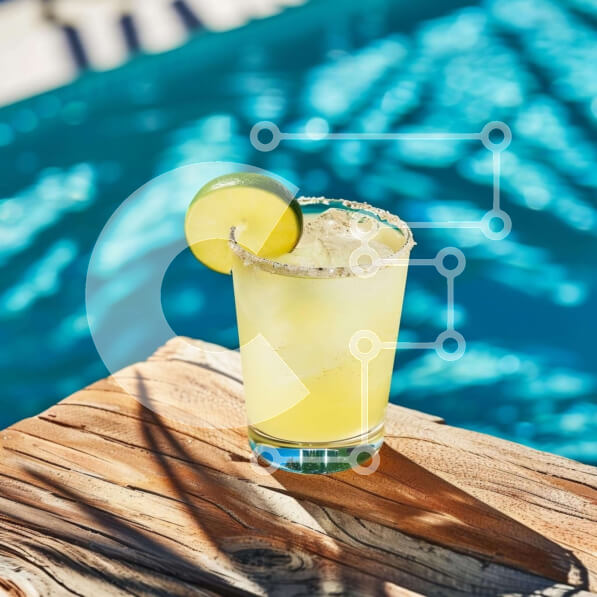 Σετ των 2 Intra Συλλεκτικό Ξύλινο Παζλ Plywood  4mm - Μαργαρίτα με λάιμ δίπλα στην πισίνα Σε Ξύλινο Κουτί - Διαστάσεις: 10x10 cm – 25 κομμάτια