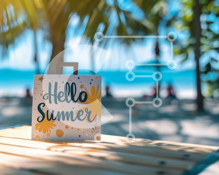 Intra Συλλεκτικό Ξύλινο Παζλ Plywood  4mm - Παραλία σκηνή με φοίνικες και το σημάδι «Γεια σου καλοκαίρι». Σε Ξύλινο Κουτί - Διαστάσεις Puzzle: 10x10 cm – 25 κομμάτια