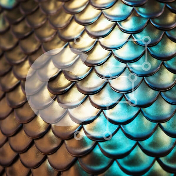 Intra Συλλεκτικό Ξύλινο Παζλ Plywood  4mm - Κοντινό πλάνο μπλε και χρυσών κλίμακες υδρόβιου πλάσματος Σε Ξύλινο Κουτί - Διαστάσεις: 10x10 cm – 25 κομμάτια