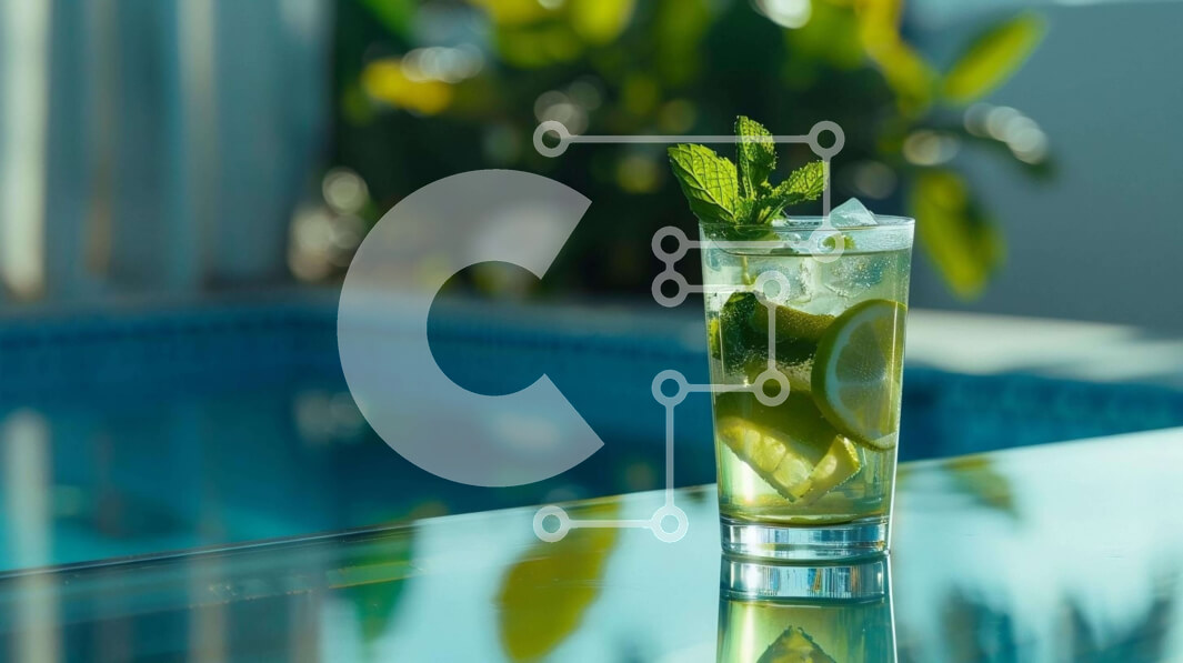 Σετ των 2 Intra Συλλεκτικό Ξύλινο Παζλ Plywood  4mm - Δροσιστική λεμονάδα δίπλα στην πισίνα Σε Ξύλινο Κουτί - Διαστάσεις: 10x10 cm – 25 κομμάτια