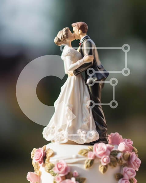 Intra Συλλεκτικό Ξύλινο Παζλ Plywood  4mm - Τοπέρ για γαμήλια τούρτα με ζευγάρι φιλιού και ροζ τριαντάφυλλα Σε Ξύλινο Κουτί - Διαστάσεις: 10x10 cm – 25 κομμάτια