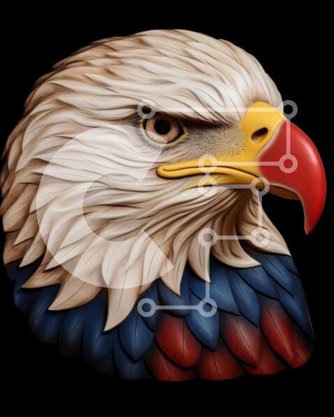 Σετ των 2 Intra Συλλεκτικό Ξύλινο Παζλ Plywood  4mm - Εγκατάσταση τέχνης Colorful Eagle's Head Σε Ξύλινο Κουτί - Διαστάσεις: 10x10 cm – 25 κομμάτια