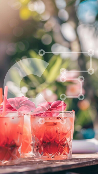 Intra Συλλεκτικό Ξύλινο Παζλ Plywood  4mm - Ροζ αλκοολούχα ποτά σε ξύλινο τραπέζι Σε Ξύλινο Κουτί - Διαστάσεις: 10x10 cm – 25 κομμάτια