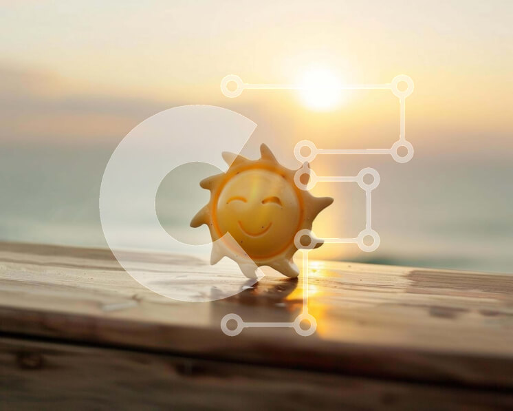 Intra Συλλεκτικό Ξύλινο Παζλ Plywood  4mm - Παιχνίδι ήλιος σε ξύλινο τραπέζι με φόντο ωκεανό Σε Ξύλινο Κουτί - Διαστάσεις: 10x10 cm – 25 κομμάτια