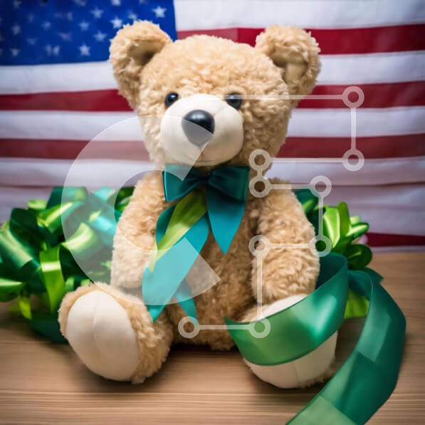 Intra Συλλεκτικό Ξύλινο Παζλ Plywood  4mm - Αρκουδάκι με πράσινες κορδέλες Σε Ξύλινο Κουτί - Διαστάσεις Puzzle: 10x10 cm – 25 κομμάτια