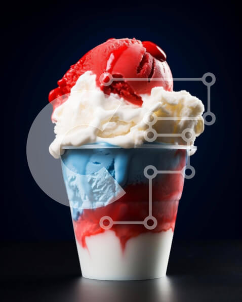 Σετ των 2 Intra Συλλεκτικό Ξύλινο Παζλ Plywood  4mm - Κύπελλο παγωτού με θέμα την αμερικανική σημαία για τον εορτασμό της 4ης Ιουλίου Σε Ξύλινο Κουτί - Διαστάσεις: 10x10 cm – 25 κομμάτια