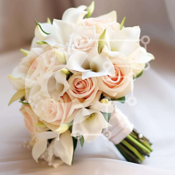 Σετ των 2 Intra Συλλεκτικό Ξύλινο Παζλ Plywood  4mm - Κομψό μπουκέτο με λευκά τριαντάφυλλα και κρίνοι Κάλλα σε λευκό τραπεζομάντιλο Σε Ξύλινο Κουτί - Διαστάσεις: 10x10 cm – 25 κομμάτια