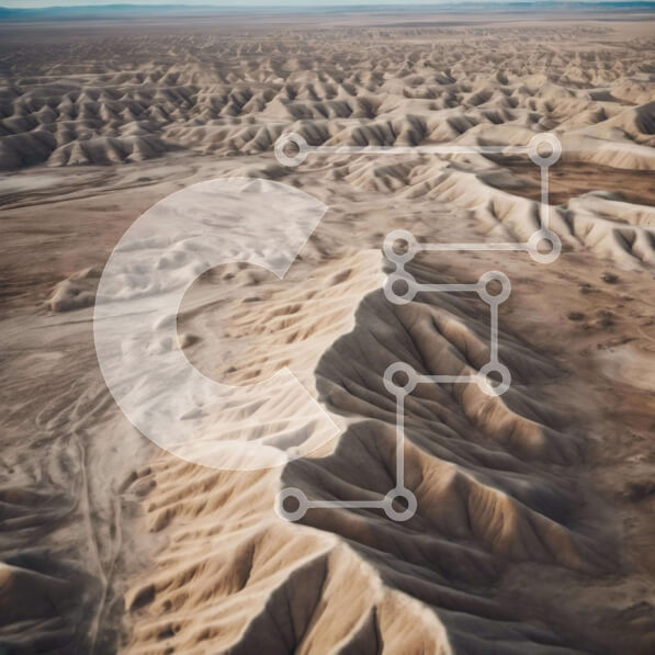 Intra Συλλεκτικό Ξύλινο Παζλ Plywood  4mm - Εναέρια άποψη του τοπίου της ερήμου με τους λόφους και τα βουνά Σε Ξύλινο Κουτί - Διαστάσεις: 10x10 cm – 25 κομμάτια