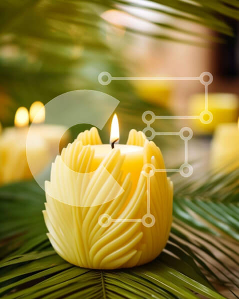 Intra Συλλεκτικό Ξύλινο Παζλ Plywood  4mm - Κεριά σε σχήμα λουλουδιού σε φύλλα φοίνικα Σε Ξύλινο Κουτί - Διαστάσεις: 10x10 cm – 25 κομμάτια