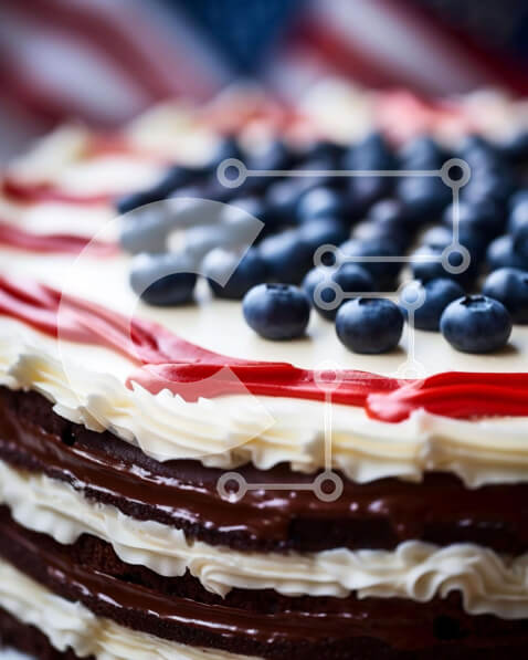 Σετ των 2 Intra Συλλεκτικό Ξύλινο Παζλ Plywood  4mm - Πατριωτικό κέικ αμερικανικής σημαίας με βατόμουρα Σε Ξύλινο Κουτί - Διαστάσεις: 10x10 cm – 25 κομμάτια