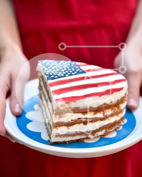 Intra Συλλεκτικό Ξύλινο Παζλ Plywood  4mm - Γιορτή 4ης Ιουλίου με κέικ με θέμα την αμερικανική σημαία Σε Ξύλινο Κουτί - Διαστάσεις: 10x10 cm – 25 κομμάτια