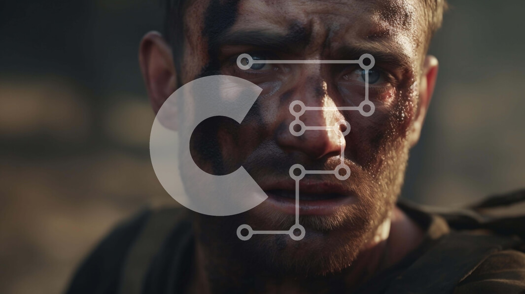 Intra Συλλεκτικό Ξύλινο Παζλ Plywood  4mm - Άνθρωπος με ζωγραφισμένο πρόσωπο που αντανακλά τραύμα και PTSD Σε Ξύλινο Κουτί - Διαστάσεις Puzzle: 10x10 cm – 25 κομμάτια