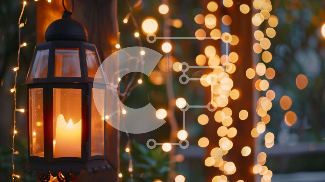 Intra Συλλεκτικό Ξύλινο Παζλ Plywood  4mm - Φανάρι εξωτερικού χώρου κρεμασμένο σε φράχτη με κερί και φώτα Σε Ξύλινο Κουτί - Διαστάσεις Puzzle: 10x10 cm – 25 κομμάτια