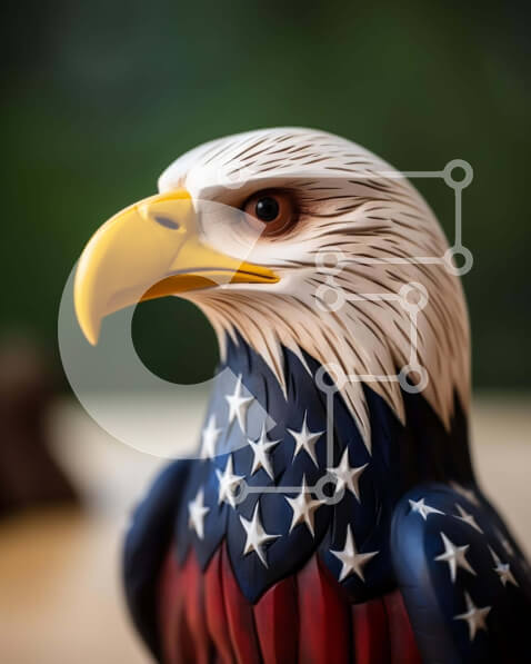 Intra Συλλεκτικό Ξύλινο Παζλ Plywood  4mm - Άγαλμα αμερικανικού αετού στα χρώματα της σημαίας των Ηνωμένων Πολιτειών Σε Ξύλινο Κουτί - Διαστάσεις: 10x10 cm – 25 κομμάτια