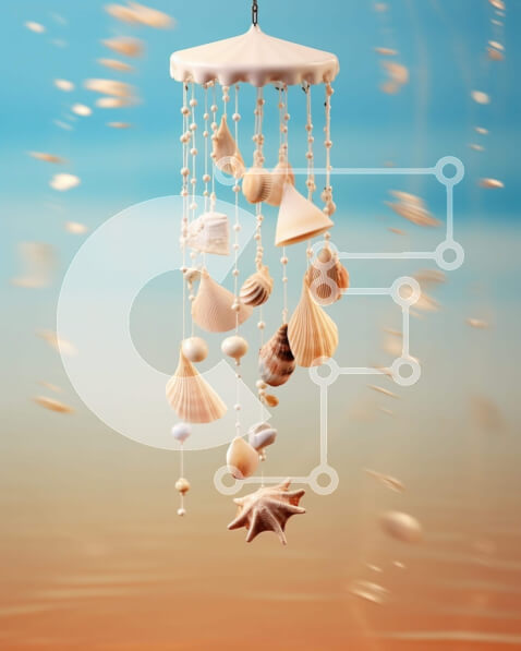 Σετ των 2 Intra Συλλεκτικό Ξύλινο Παζλ Plywood  4mm - Wind Chime με κοχύλια και αστερίες Σε Ξύλινο Κουτί - Διαστάσεις: 10x10 cm – 25 κομμάτια