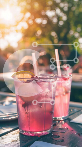 Intra Συλλεκτικό Ξύλινο Παζλ Plywood  4mm - Εξωτερική τραπεζαρία με ροζ ποτά Σε Ξύλινο Κουτί - Διαστάσεις: 10x10 cm – 25 κομμάτια