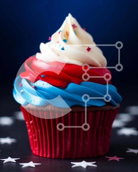 Σετ των 2 Intra Συλλεκτικό Ξύλινο Παζλ Plywood  4mm - Πατριωτικό Cupcake με Κόκκινο, Λευκό και Μπλε γλάσο Σε Ξύλινο Κουτί - Διαστάσεις: 10x10 cm – 25 κομμάτια