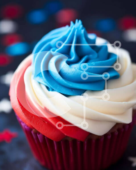 Σετ των 2 Intra Συλλεκτικό Ξύλινο Παζλ Plywood  4mm - Cupcake για την Ημέρα της Ανεξαρτησίας με Κόκκινο, Λευκό και Μπλε γλάσο Σε Ξύλινο Κουτί - Διαστάσεις: 10x10 cm – 25 κομμάτια