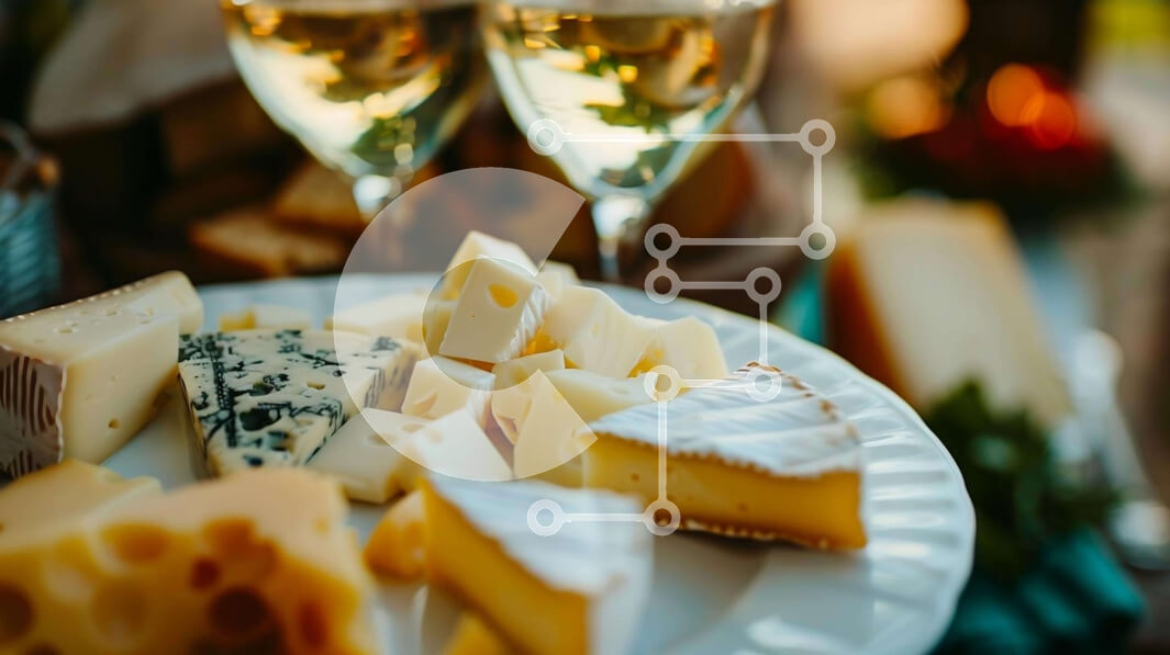 Σετ των 2 Intra Συλλεκτικό Ξύλινο Παζλ Plywood  4mm - Πιατέλα τυριού με φρούτα και λευκό κρασί Σε Ξύλινο Κουτί - Διαστάσεις: 10x10 cm – 25 κομμάτια