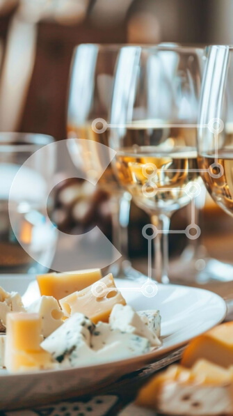 Intra Συλλεκτικό Ξύλινο Παζλ Plywood  4mm - Επίδειξη τυριού και κρασιού σε λευκό πιάτο Σε Ξύλινο Κουτί - Διαστάσεις: 10x10 cm – 25 κομμάτια