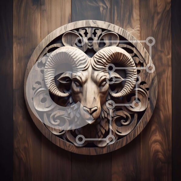 Intra Συλλεκτικό Ξύλινο Παζλ Plywood  4mm - Ξυλογλυπτική κεφαλή κριαριού περίτεχνα σκαλισμένη Σε Ξύλινο Κουτί - Διαστάσεις Puzzle: 10x10 cm – 25 κομμάτια