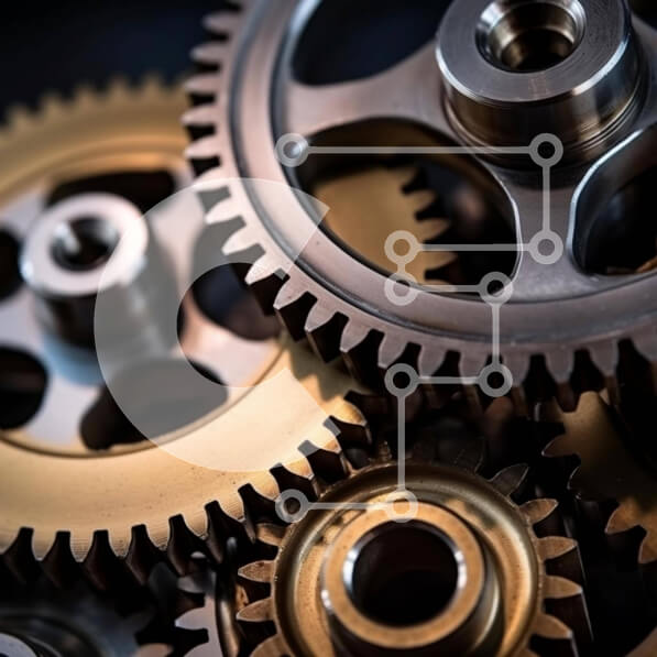 Intra Συλλεκτικό Ξύλινο Παζλ Plywood  4mm - Κοντινό πλάνο με μεταλλικά γρανάζια, βίδες και μπουλόνια Σε Ξύλινο Κουτί - Διαστάσεις Puzzle: 10x10 cm – 25 κομμάτια