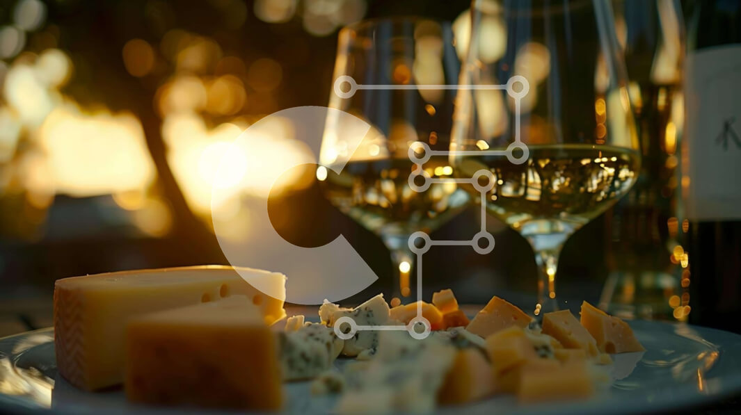 Σετ των 2 Intra Συλλεκτικό Ξύλινο Παζλ Plywood  4mm - Πιατέλα κρασιού και τυριού στο ηλιοβασίλεμα Σε Ξύλινο Κουτί - Διαστάσεις: 10x10 cm – 25 κομμάτια