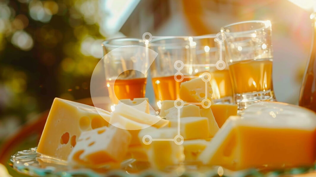 Σετ των 2 Intra Συλλεκτικό Ξύλινο Παζλ Plywood  4mm - Μπύρα, τυρί και σνακ σε ένα γυάλινο πιάτο Σε Ξύλινο Κουτί - Διαστάσεις: 10x10 cm – 25 κομμάτια