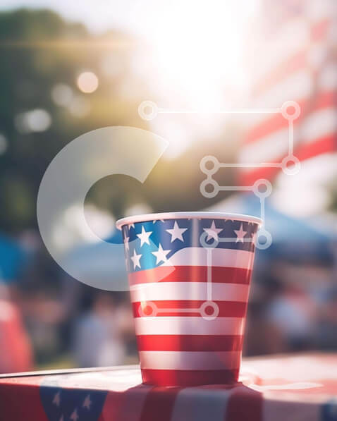 Intra Συλλεκτικό Ξύλινο Παζλ Plywood  4mm - Χάρτινο κύπελλο αμερικανικής σημαίας για πατριωτικές γιορτές Σε Ξύλινο Κουτί - Διαστάσεις: 10x10 cm – 25 κομμάτια