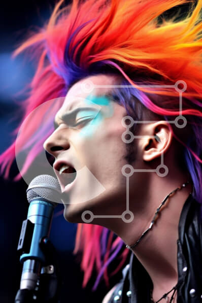 Intra Συλλεκτικό Ξύλινο Παζλ Plywood  4mm - Πολύχρωμα μαλλιά άνδρας που τραγουδά στο μικρόφωνο Σε Ξύλινο Κουτί - Διαστάσεις Puzzle: 10x10 cm – 25 κομμάτια