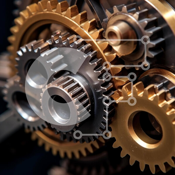 Intra Συλλεκτικό Ξύλινο Παζλ Plywood  4mm - Κοντινό πλάνο με γρανάζια και μεταλλικά μέρη Σε Ξύλινο Κουτί - Διαστάσεις Puzzle: 10x10 cm – 25 κομμάτια