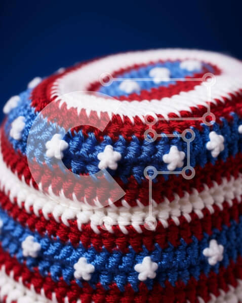 Intra Συλλεκτικό Ξύλινο Παζλ Plywood  4mm - Πατριωτικό καπέλο κροσέ Σε Ξύλινο Κουτί - Διαστάσεις Puzzle: 10x10 cm – 25 κομμάτια