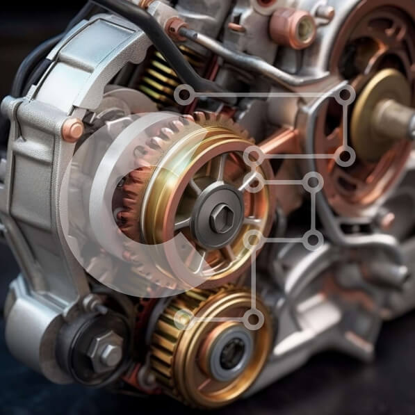 Intra Συλλεκτικό Ξύλινο Παζλ Plywood  4mm - Κοντινή όψη της μηχανής αυτοκινήτου Σε Ξύλινο Κουτί - Διαστάσεις Puzzle: 10x10 cm – 25 κομμάτια