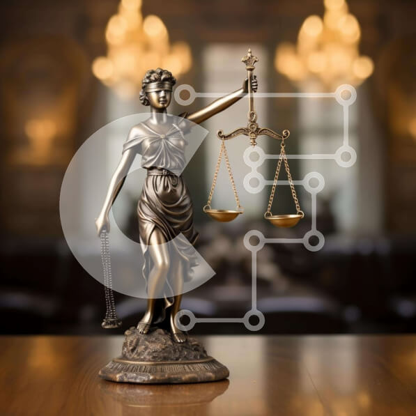 Intra Συλλεκτικό Ξύλινο Παζλ Plywood  4mm - Άγαλμα της κυρίας δικαιοσύνης σε ένα διακοσμητικό ξύλινο τραπέζι Σε Ξύλινο Κουτί - Διαστάσεις: 10x10 cm – 25 κομμάτια