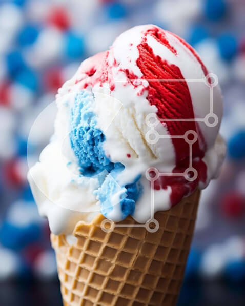 Σετ των 2 Intra Συλλεκτικό Ξύλινο Παζλ Plywood  4mm - Πατριωτικό κόκκινο, λευκό και μπλε παγωτό σε χωνάκι βάφλας Σε Ξύλινο Κουτί - Διαστάσεις: 10x10 cm – 25 κομμάτια