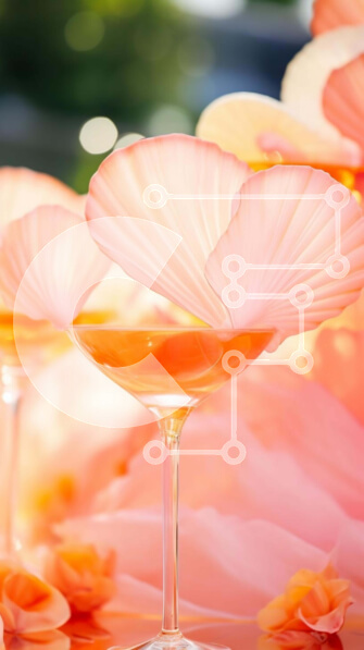 Intra Συλλεκτικό Ξύλινο Παζλ Plywood  4mm - Κομψά ποτήρια Martini με κρασί και λουλούδια Σε Ξύλινο Κουτί - Διαστάσεις Puzzle: 10x10 cm – 25 κομμάτια