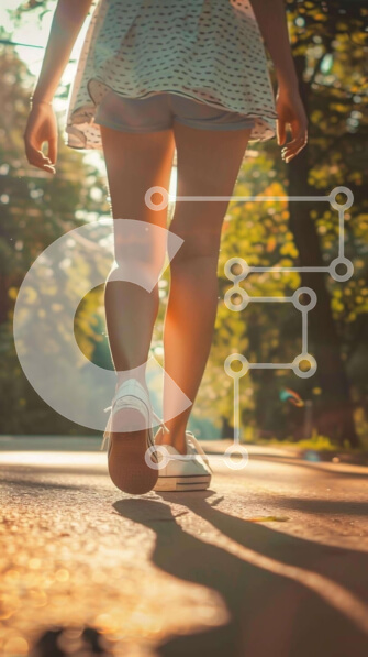 Intra Συλλεκτικό Ξύλινο Παζλ Plywood  4mm - Γυναίκα που περπατά με εκτεταμένα πόδια και λευκά αθλητικά παπούτσια Σε Ξύλινο Κουτί - Διαστάσεις Puzzle: 10x10 cm – 25 κομμάτια