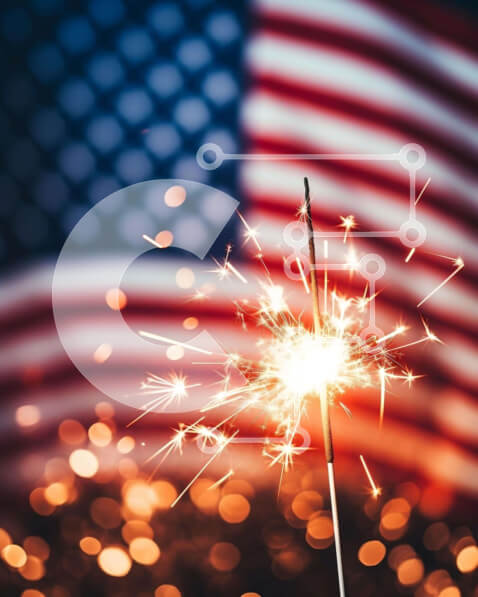 Intra Συλλεκτικό Ξύλινο Παζλ Plywood  4mm - Patriotic Sparkler με αμερικανική σημαία για τις 4 Ιουλίου Σε Ξύλινο Κουτί - Διαστάσεις: 10x10 cm – 25 κομμάτια