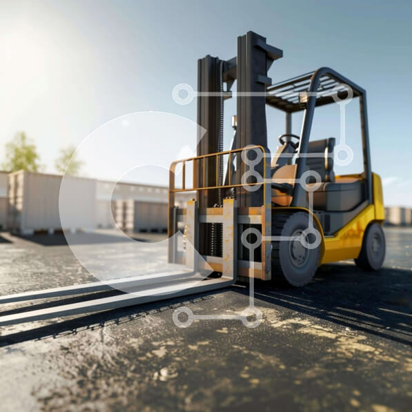 Intra Συλλεκτικό Ξύλινο Παζλ Plywood  4mm - Κίτρινο περονοφόρο φορτηγό σε βιομηχανική εγκατάσταση Σε Ξύλινο Κουτί - Διαστάσεις Puzzle: 10x10 cm – 25 κομμάτια