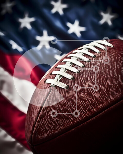 Intra Συλλεκτικό Ξύλινο Παζλ Plywood  4mm - Ποδόσφαιρο σε αμερικανική σημαία Σε Ξύλινο Κουτί - Διαστάσεις Puzzle: 10x10 cm – 25 κομμάτια