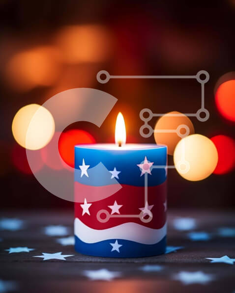 Intra Συλλεκτικό Ξύλινο Παζλ Plywood  4mm - Πατριωτικό κερί αμερικανικής σημαίας για εορτασμούς Σε Ξύλινο Κουτί - Διαστάσεις: 10x10 cm – 25 κομμάτια