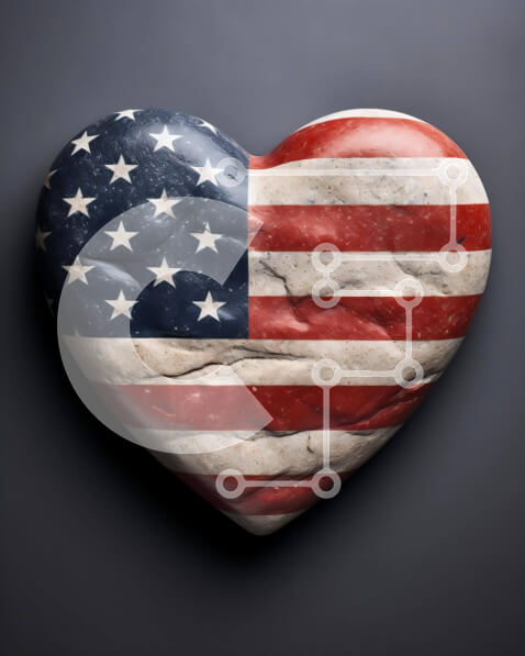 Intra Συλλεκτικό Ξύλινο Παζλ Plywood  4mm - Βράχος σε σχήμα καρδιάς με σημαία ΗΠΑ Σε Ξύλινο Κουτί - Διαστάσεις: 10x10 cm – 25 κομμάτια