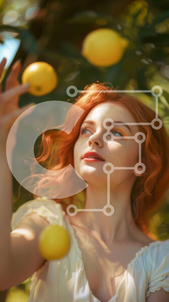 Σετ των 2 Intra Συλλεκτικό Ξύλινο Παζλ Plywood  4mm - Νεαρή γυναίκα που μαζεύει λεμόνια από την πορτοκαλιά Σε Ξύλινο Κουτί - Διαστάσεις: 10x10 cm – 25 κομμάτια